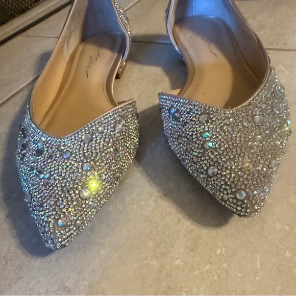 Betsey Johnson Shoes - Betsey Johnson Jude style iridescence Silver Embellished Flats.